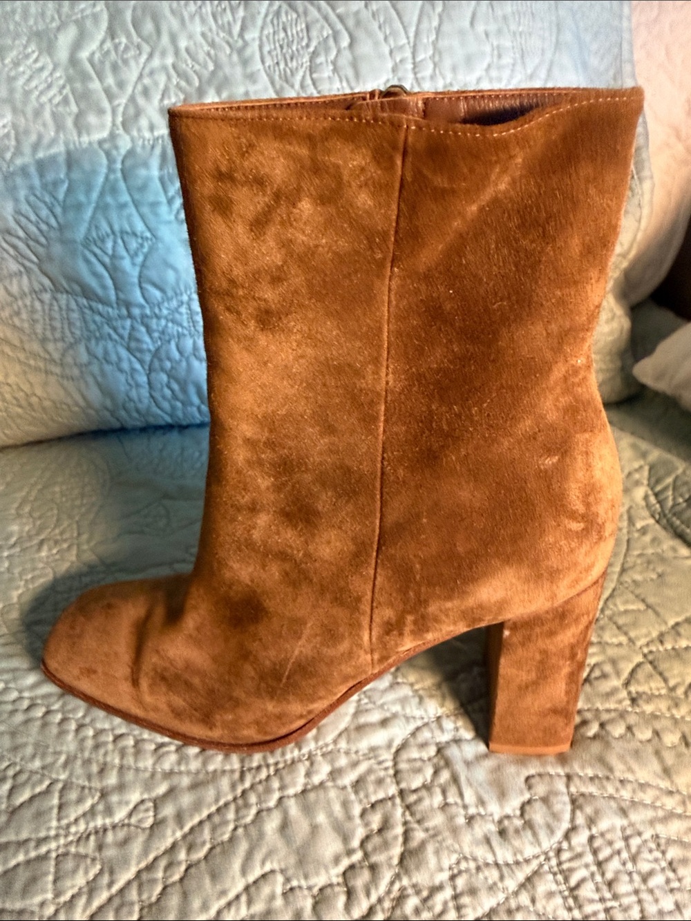 Gianvito Rossi Chestnut Suede Block Heel Ankle Boots - Picture 7 of 7